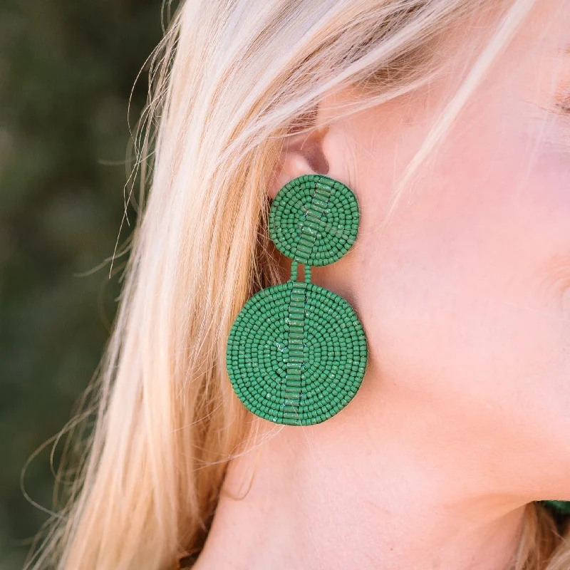 Women’s round earrings-Brielle Beaded Drop Disc Earrings