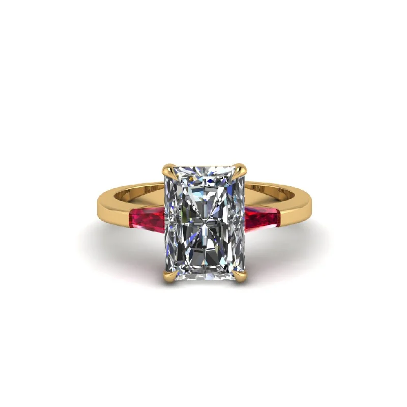 Women’s round solitaire diamond ring-Three Stone Radiant Cut Diamond Engagement Ring - Hillary No. 46