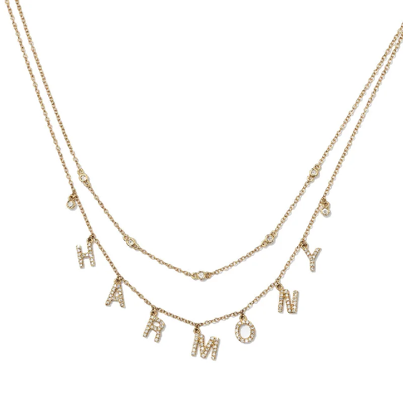 Women’s layered gold necklaces-18kt Yellow Gold Dangling "Harmony" Charm Necklace