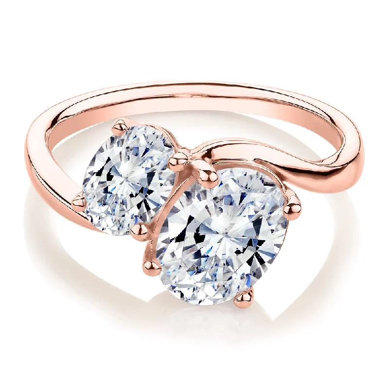 Women’s two-tone rings-Dress ring with 2.62 carats* of diamond simulants in 10 carat rose gold