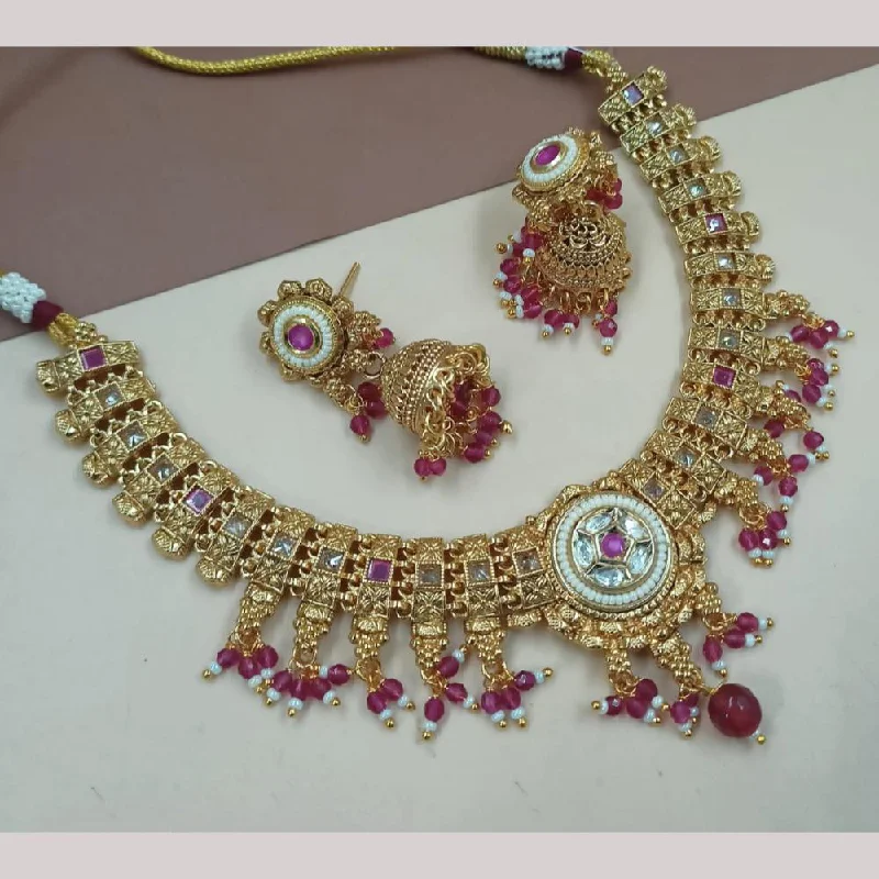 Women’s thick chain necklaces-Padmawati Bangles Gold Plated Crystal Stone And Pearls Necklace Set