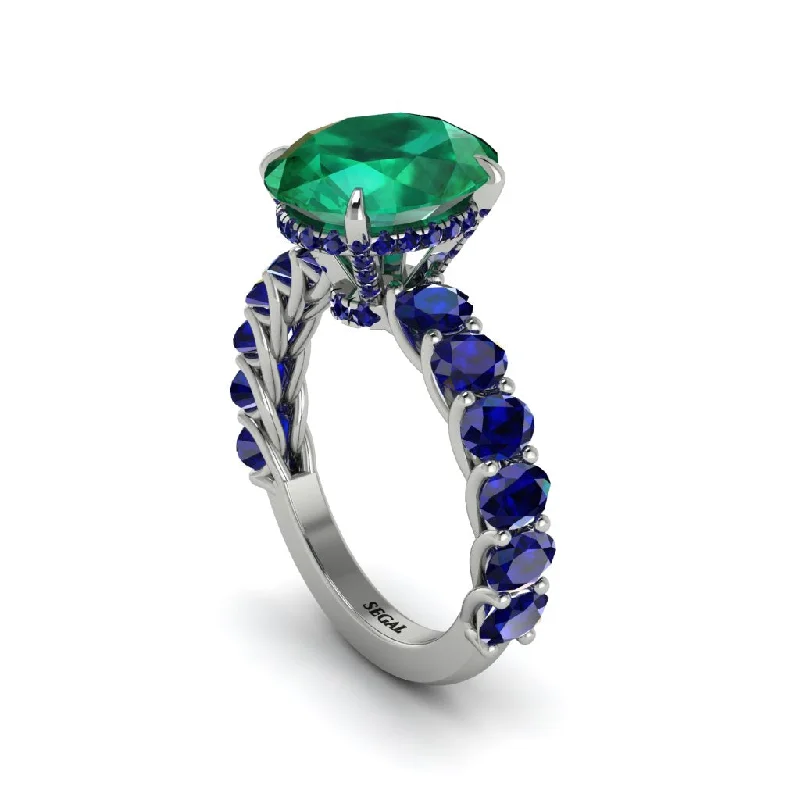 Women’s personalized diamond engagement ring-4ct Oval Cut Emerald Engagement Ring - Xena No. 66