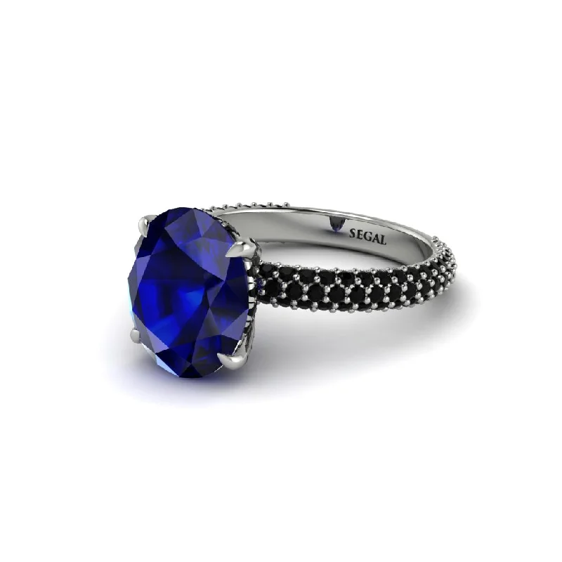 Women’s classic engagement ring set-Oval Cut Sapphire Classic Pave Engagement Ring - Irene No. 45