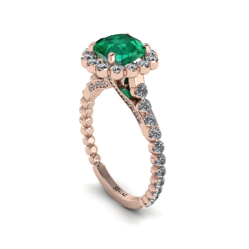 Women’s beautiful engagement ring-Modern Emerald Cushion Cut Engagement Ring - Uma No. 5