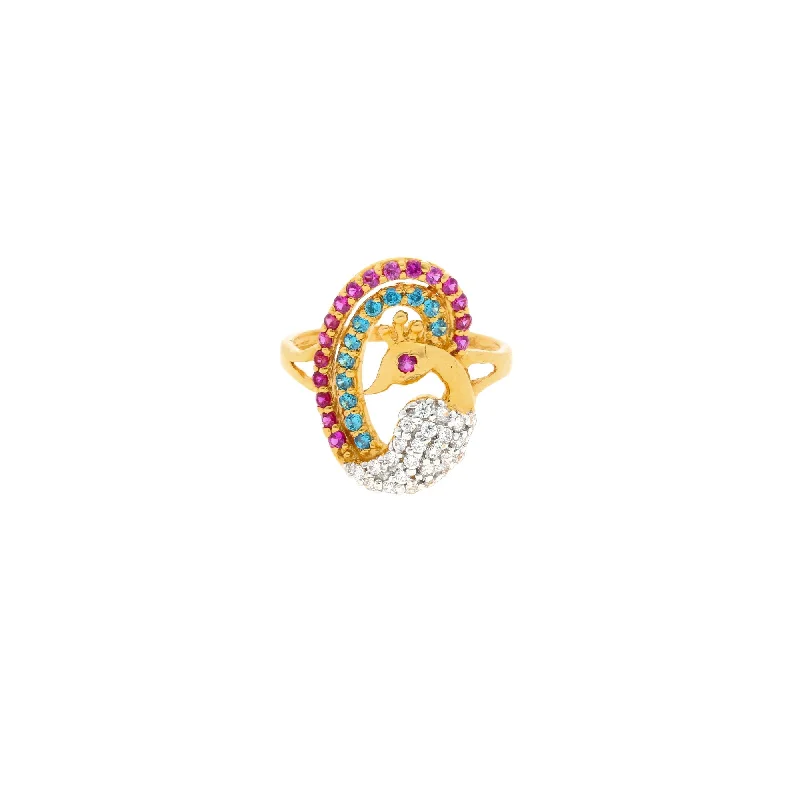 Women’s textured rings-22K Gold & Enamel Abhishree Peacock Ring