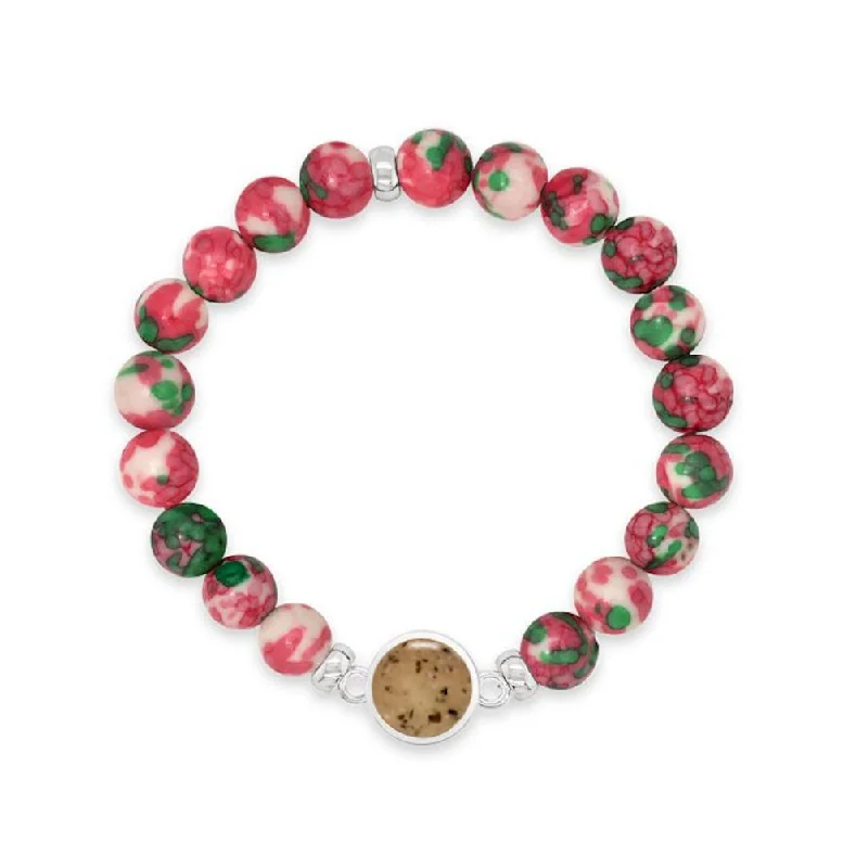 Women’s romantic bangle-Round Beaded Bracelet - Rain Flower Jade