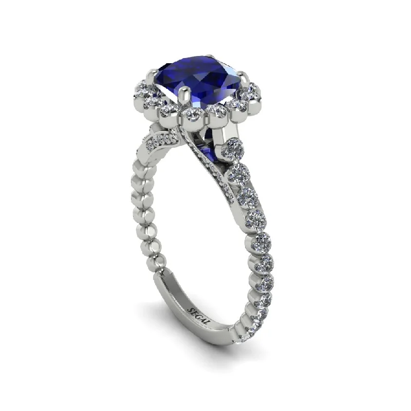 Women’s classic solitaire engagement ring-Modern Sapphire Cushion Cut Engagement Ring - Uma No. 15