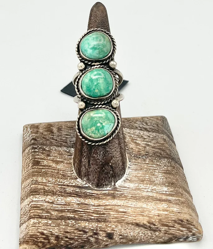 Women’s rainbow rings-Ring- Raegan Hough Three Stone Turquoise