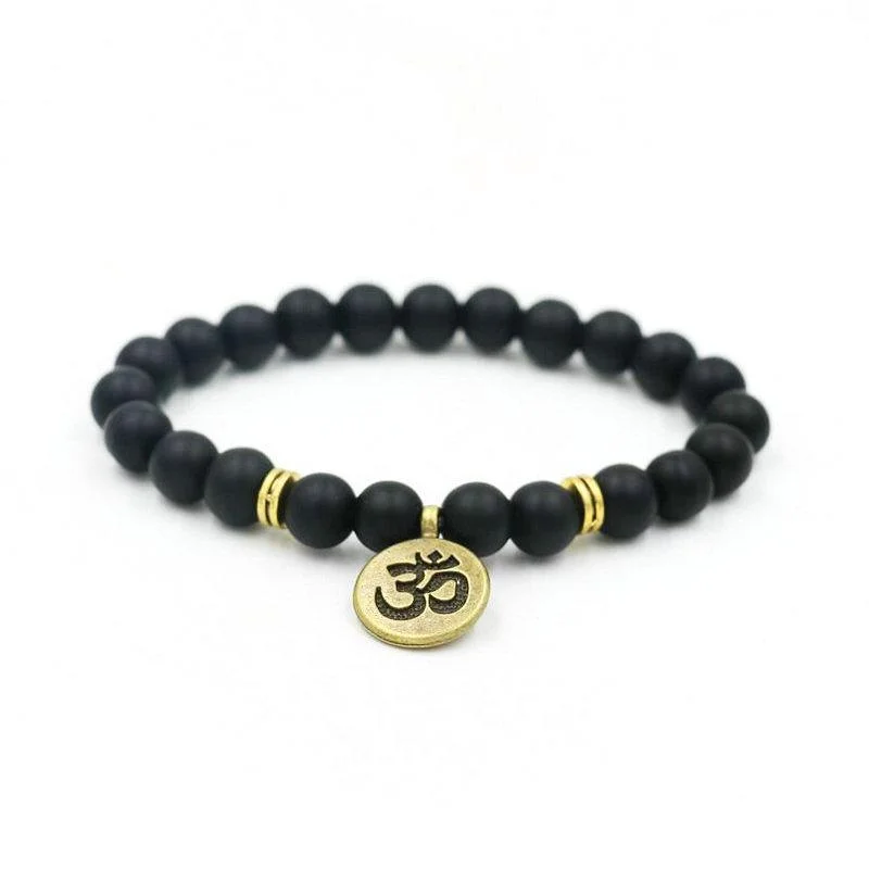 Women’s bangle set-Yoga Bracelets Black Beaded with Spiritual Charms