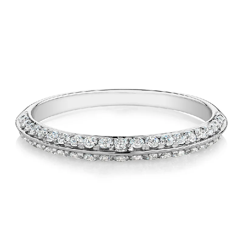 Women’s heart-shaped engagement rings-Wedding or eternity band with 0.35 carats* of diamond simulants in 14 carat white gold