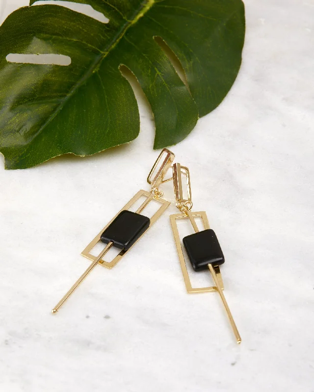 Women’s anniversary earrings-Geometric Square Earrings