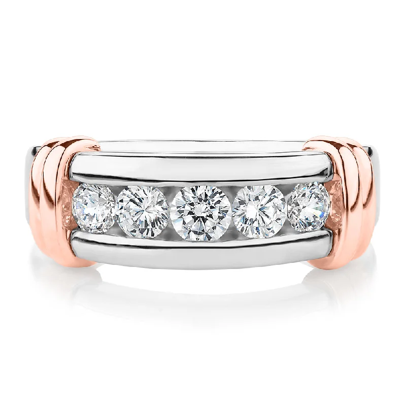 Women’s engagement rings-Dress ring with 1.01 carats* of diamond simulants in 10 carat rose gold and sterling silver