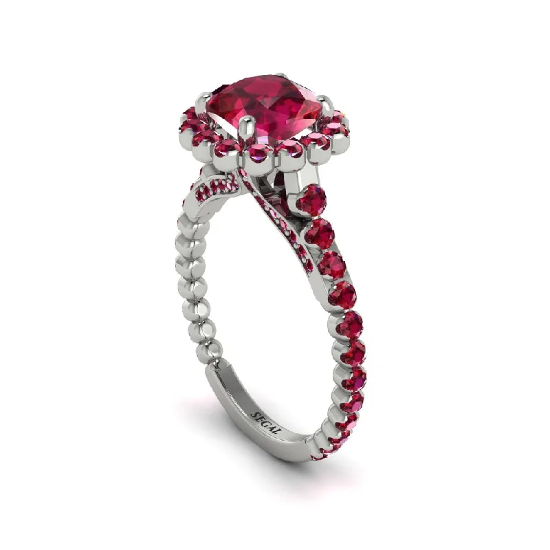 Women’s radiant cut engagement ring-Modern Ruby Cushion Cut Engagement Ring - Uma No. 57