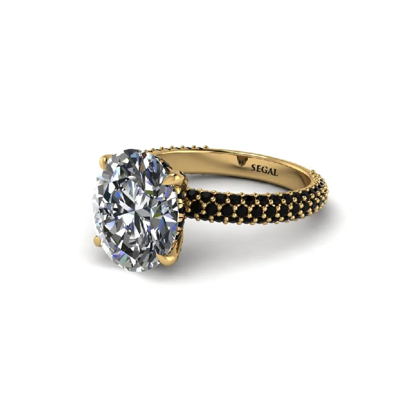 Women’s antique engagement ring-Oval Cut Diamond Classic Pave Engagement Ring - Irene No. 31