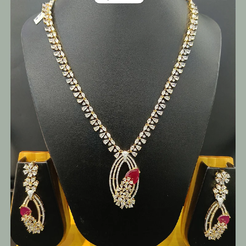 Women’s custom necklaces-Jain Jewellers Gold Plated AD Necklace Set