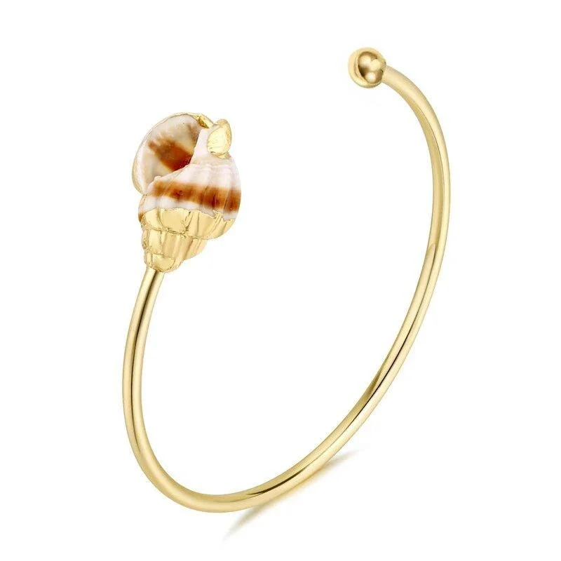 Women’s pearl bangle-Seashell Bracelet