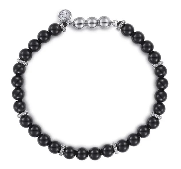 Women’s timeless bracelet-925 Sterling Silver and 6mm Black Onyx Beaded Bracelet