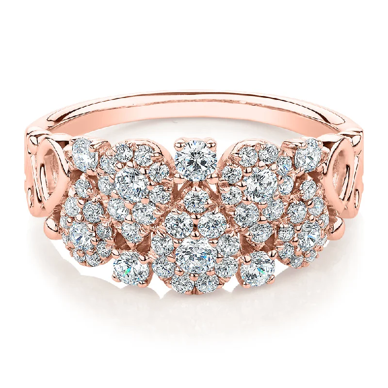 Women’s custom rings-Celeste Dress ring with 0.96 carats* of diamond simulants in 10 carat rose gold