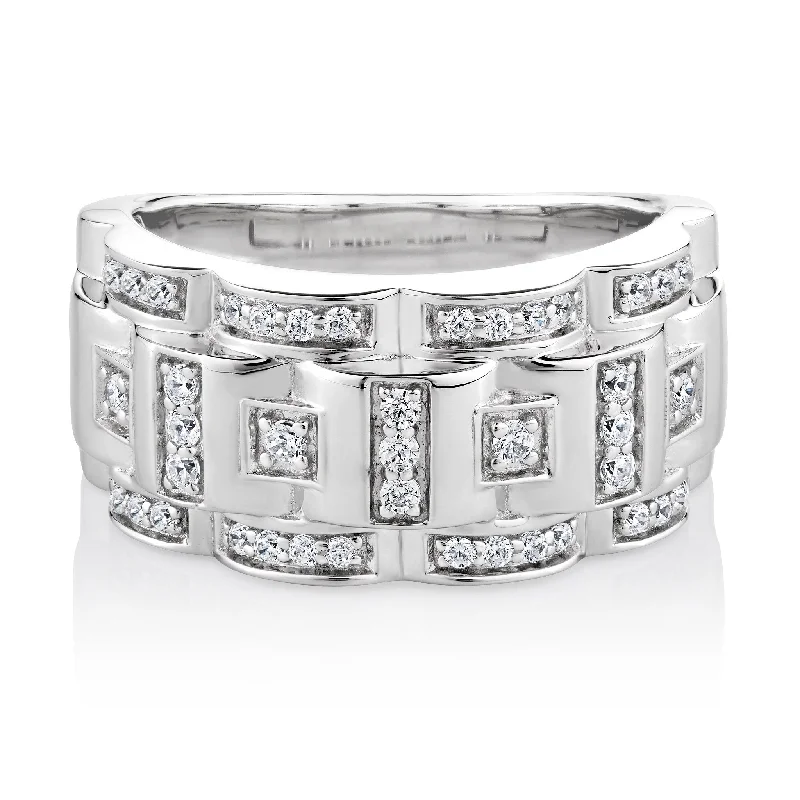 Women’s wedding band sets-Dress ring with 0.52 carats* of diamond simulants in sterling silver