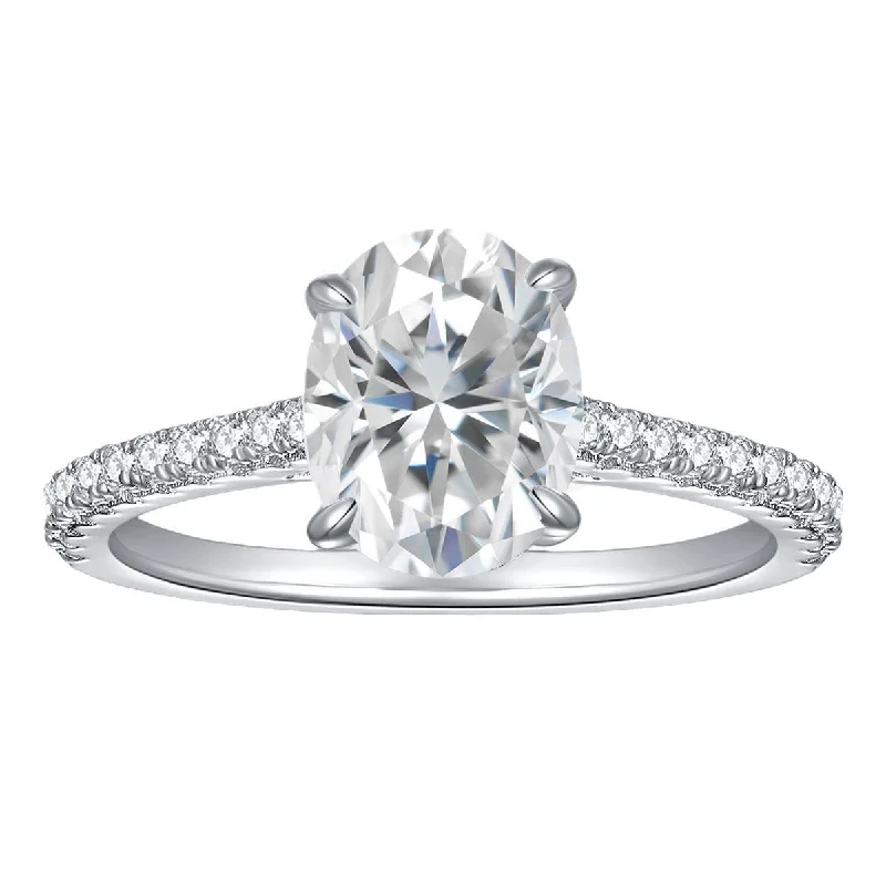 Women’s simple engagement ring-2 Carat Moissanite Oval Engagement Ring in 925 Sterling Silver