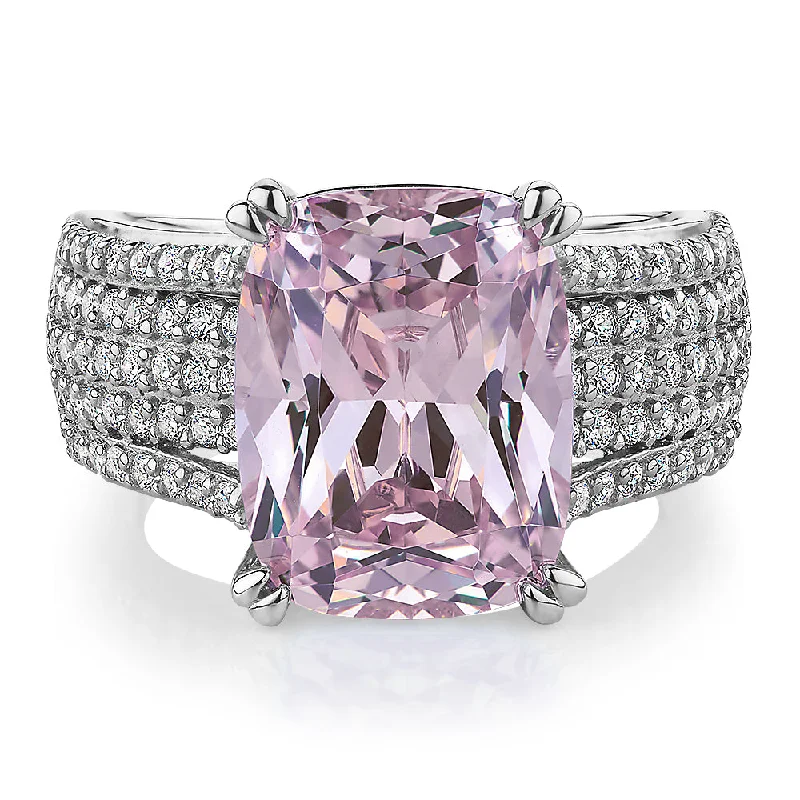 Women’s platinum rings-Dress ring with 7.44 carats* of diamond simulants in sterling silver