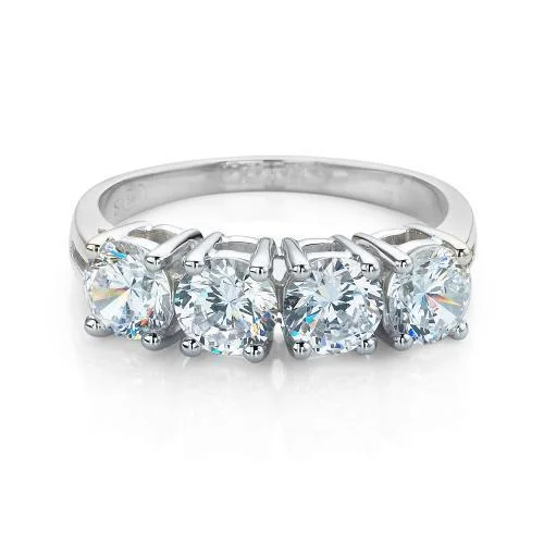 Women’s engagement rings-Dress ring with 1.84 carats* of diamond simulants in 10 carat white gold