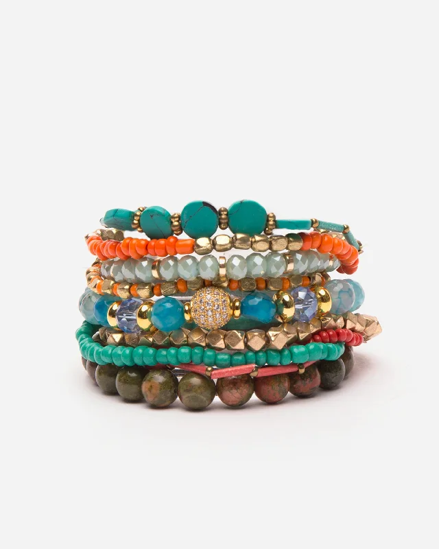 Women’s modern bangle bracelet-Oaxaca Beaded Stacked Bracelet