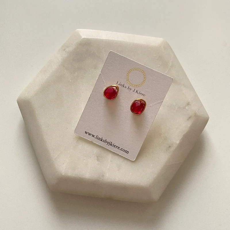 Women’s trendy drop earrings-The Morgan Earrings in Ruby Red