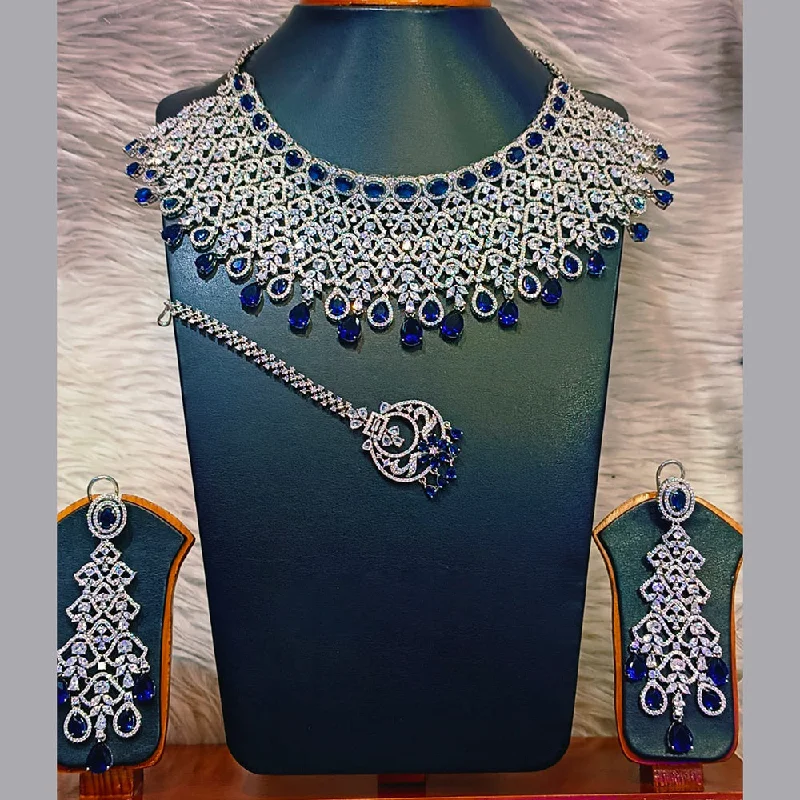 Women’s handmade necklaces-Jain Jewellers Silver Plated AD Necklace Set