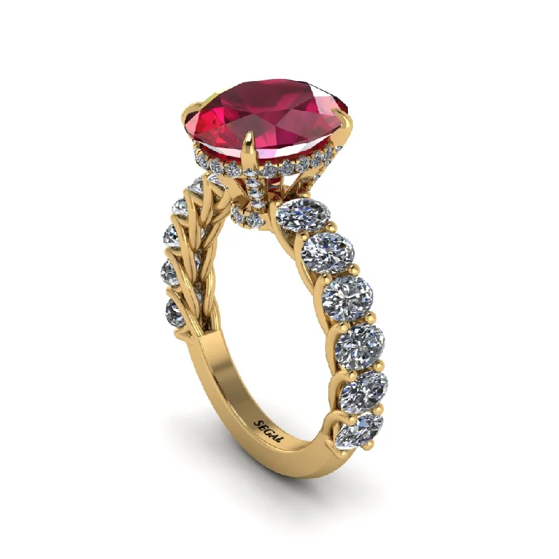 Women’s affordable solitaire engagement ring-4ct Oval Cut Ruby Engagement Ring - Xena No. 10