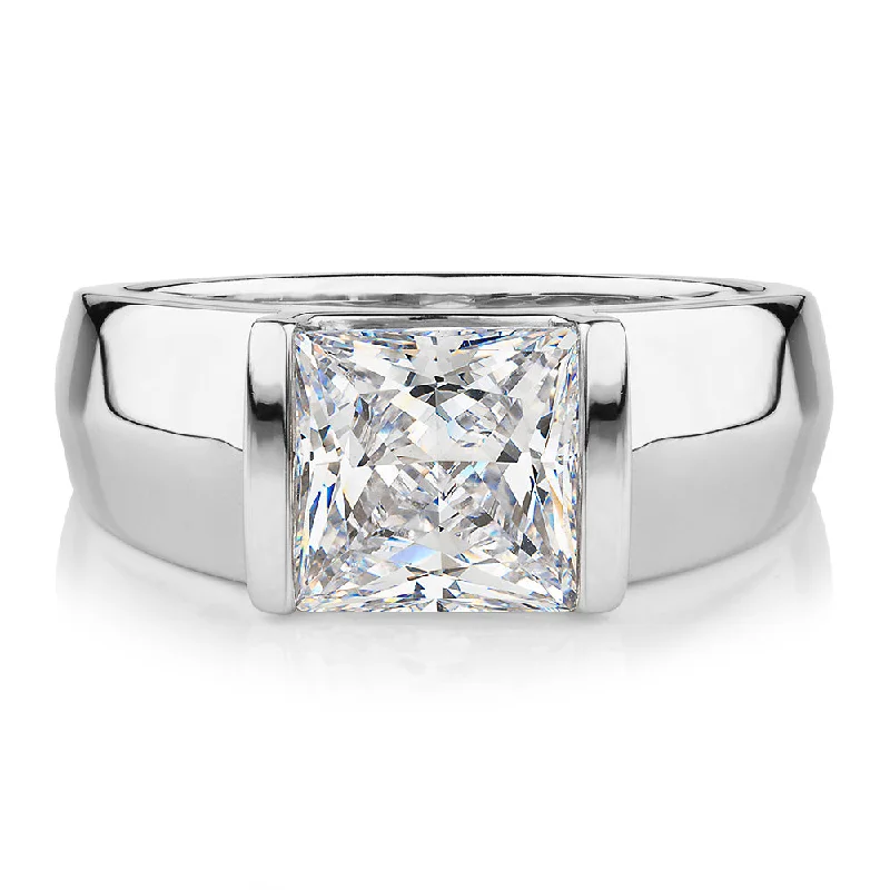 Women’s fashion rings-Dress ring with 3.67 carats* of diamond simulants in sterling silver