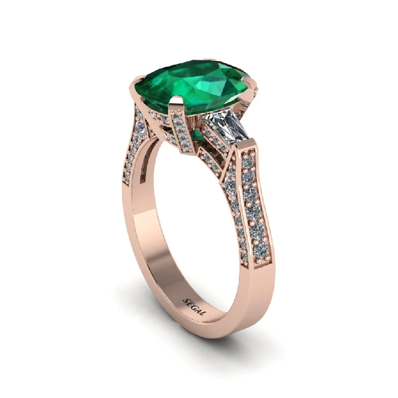 Women’s platinum engagement ring-Exclusive Handmade Emerald Geometrical Engagement Ring - Yolanda No. 5