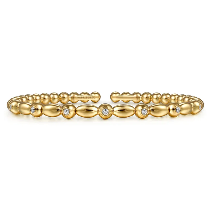 Women’s diamond bracelet-14K Yellow Gold Bujukan Diamond Split Bangle Bracelet