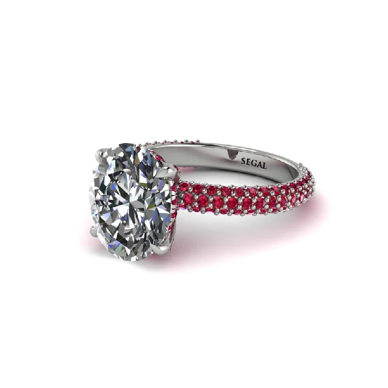 Women’s vintage-style engagement ring-Oval Cut Diamond Classic Pave Engagement Ring - Irene No. 48