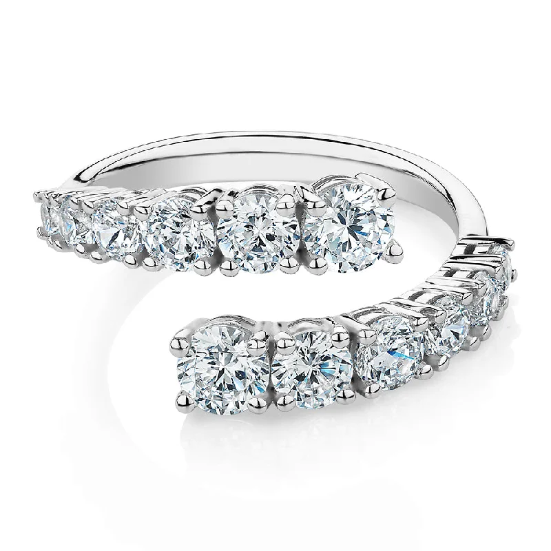 Women’s romantic rings-Dress ring with 1.82 carats* of diamond simulants in 10 carat white gold