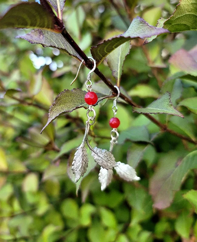 Women’s elegant stud earrings-Red Leaf Earrings