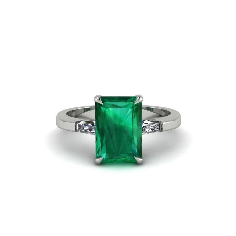 Women’s unique engagement ring-Three Stone Radiant Cut Emerald Engagement Ring - Hillary No. 6