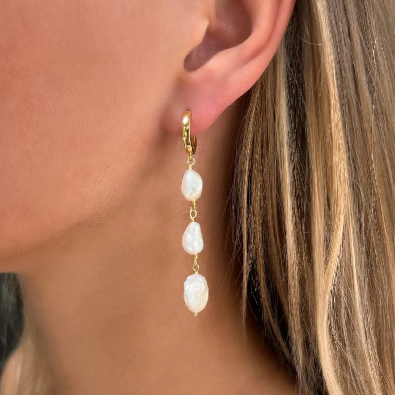 Women’s long earrings-Elsa Pearl Drop Earrings