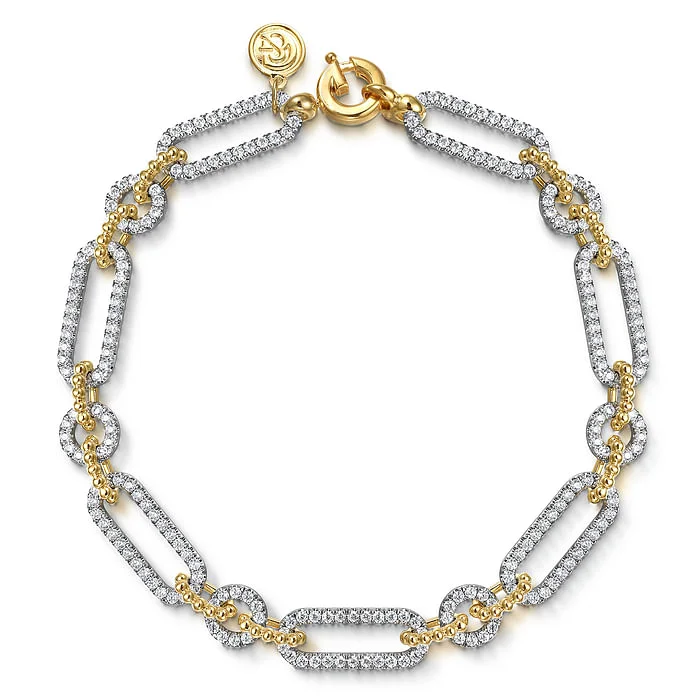 Women’s classic bracelet-14K White and Yellow Gold Diamond Bujukan Link Bracelet