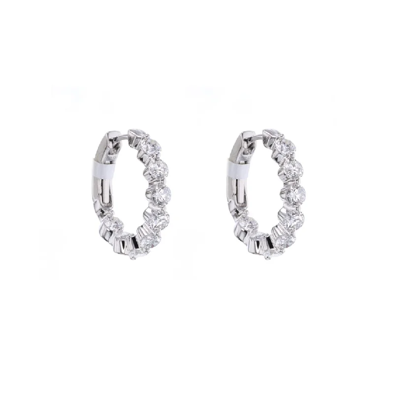 Women’s vintage-inspired earrings-2.13 ctw Diamond 3/4" Inside-Out Hoop Earrings