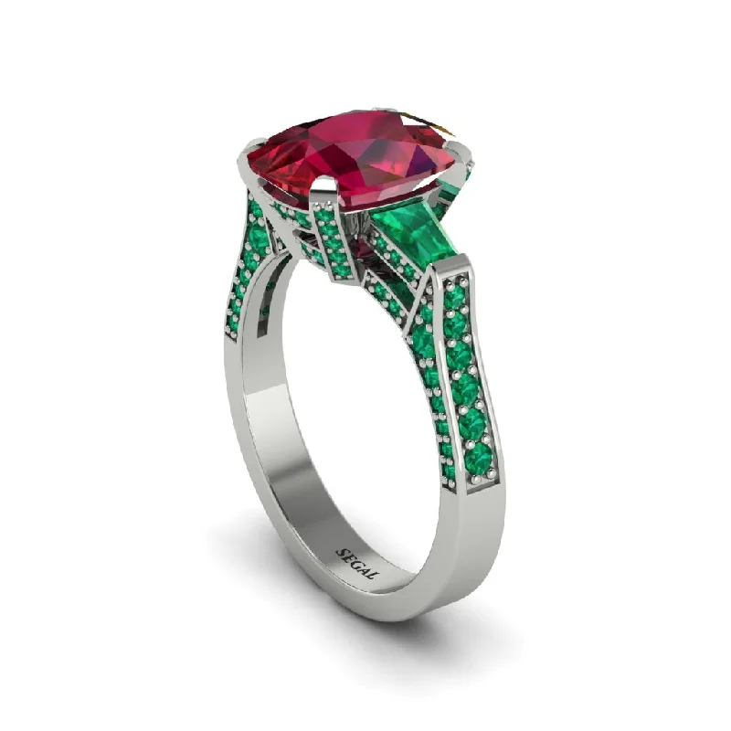 Women’s unique diamond engagement ring-Exclusive Handmade Ruby Geometrical Engagement Ring - Yolanda No. 27