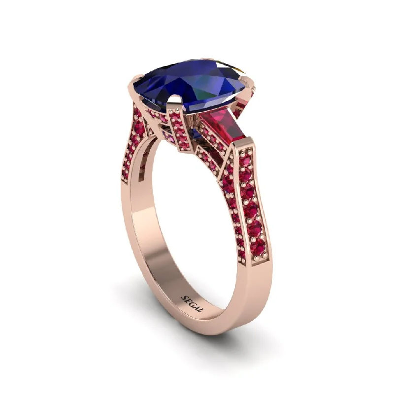 Women’s exquisite engagement ring-Exclusive Handmade Sapphire Geometrical Engagement Ring - Yolanda No. 59