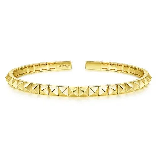 Women’s infinity bangle-14K Yellow Gold Grommet Open Cuff Bracelet