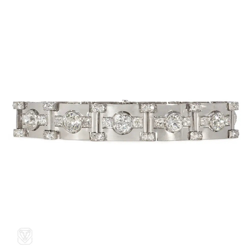 Women’s friendship bracelet-Art Deco diamond plaque bracelet, French import