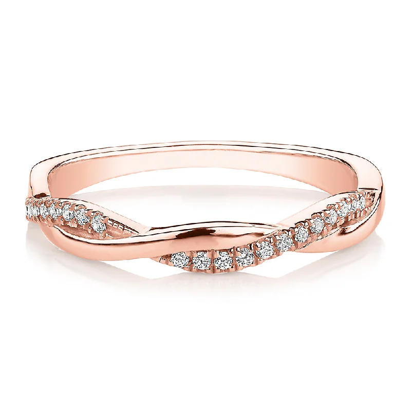 Women’s bridal rings-Round Brilliant wedding or eternity band in 14 carat rose gold