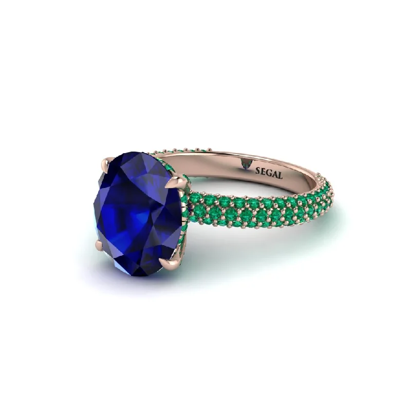 Women’s emerald engagement ring-Oval Cut Sapphire Classic Pave Engagement Ring - Irene No. 29