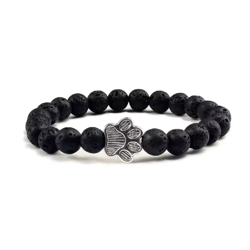 Women’s chunky bracelet-PawZee Ebony Paw Print Charm Bracelet