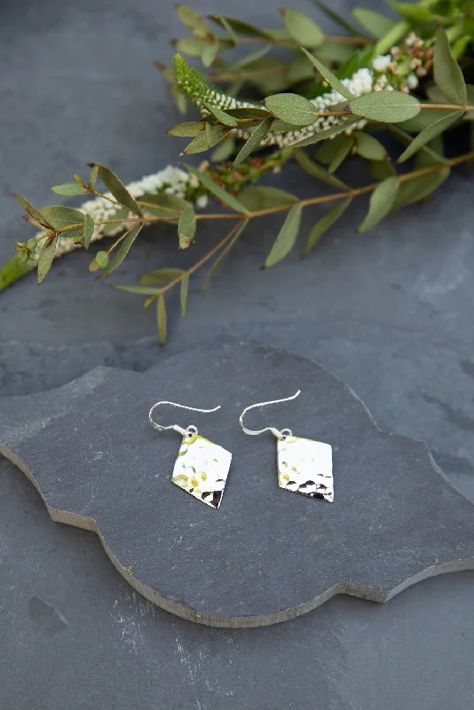 Women’s colored earrings-Diamond Hammered Earrings