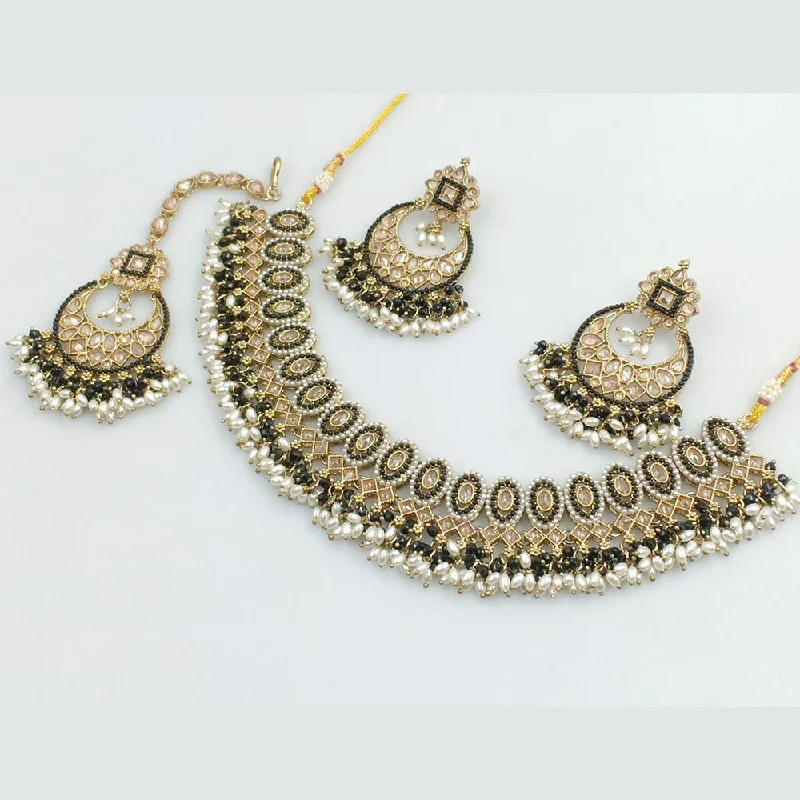 Women’s birthstone necklaces-Rani Sati Jewels Gold Plated Crystal Stone And Pearls Necklace Set