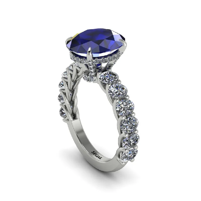 Women’s princess cut engagement ring-4ct Oval Cut Sapphire Engagement Ring - Xena No. 15